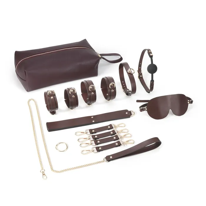 Anal Kiotos BDSM Fancy 9 Item Kit Luxe Draagtas met 9 Verschillende BDSM Artikelen Bruin Kiotos