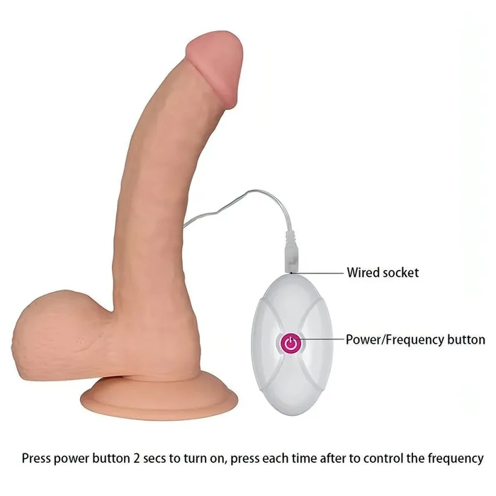 Male Sex Toys | Lovetoy Fallo Realistico con Ventosa 100% Ultra Soft, Vibrazione comandata con telecomando - 8.8'' Rosa Carne