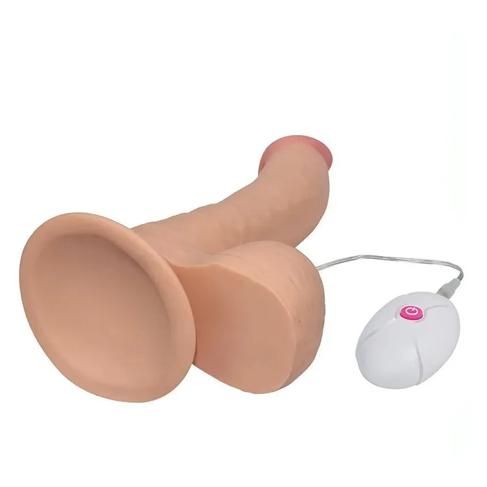 Male Sex Toys | Lovetoy Fallo Realistico con Ventosa 100% Ultra Soft, Vibrazione comandata con telecomando - 8.8'' Rosa Carne