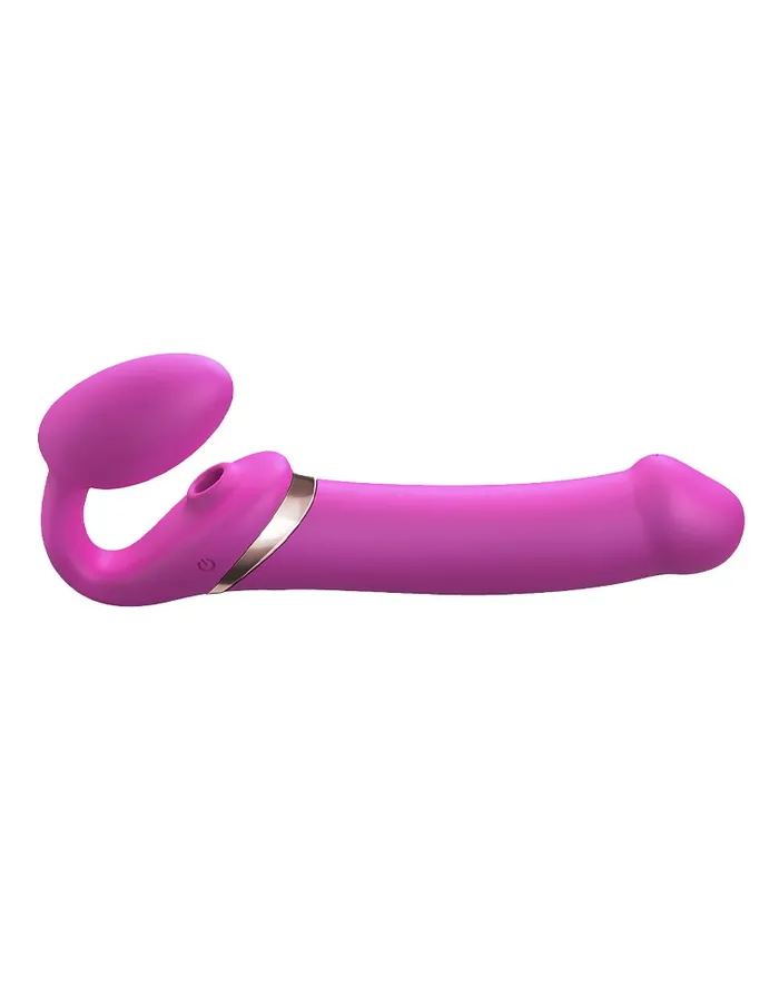 StrapOnMe Vibrerende Strapless Strapon Voorbinddildo Met Luchtdruk Stimulatie Roze StrapOnMe Female Sex Toys