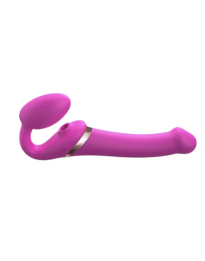 Strap-On-Me - Vibrerende Strapless Strap-on Voorbinddildo Met Luchtdruk Stimulatie - Roze | Strap-On-Me Female Sex Toys