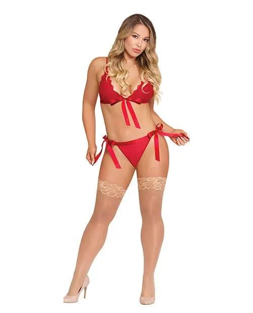 4sugar & Spice Ribbon Tie Bra & Panty Red | Magic Moments Int'l Vibrators