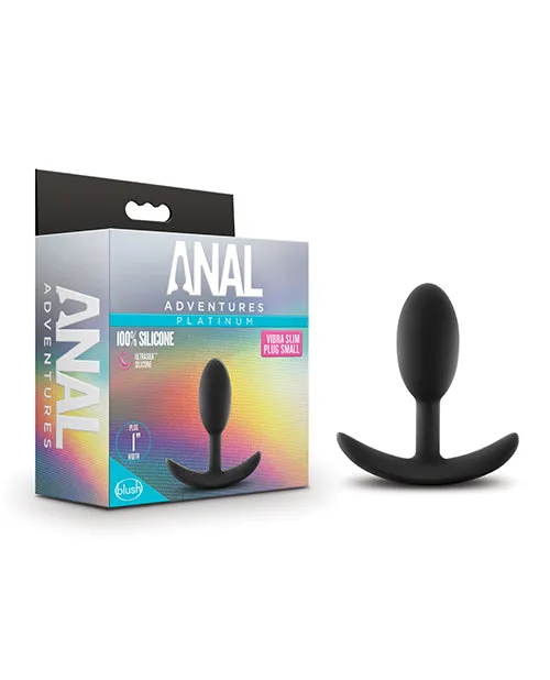 Anal Adventures Platinum Silicone Vibra Slim Plug Small Black Blush Novelties Anal