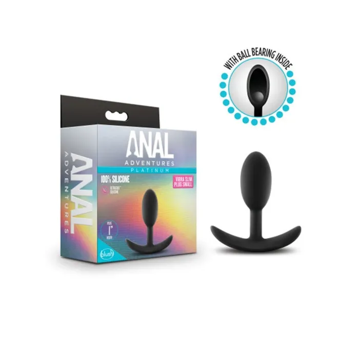 Anal Adventures - Platinum - Silicone Vibra Slim  Plug - Small - Black | Blush Novelties Anal