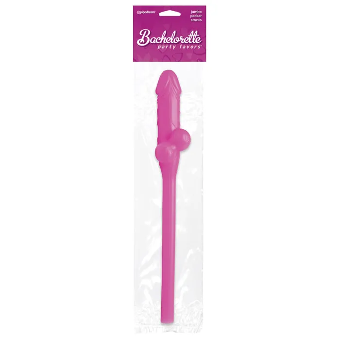 Bachelorette Party Favors Jumbo Pecker Straw Pink Pipedream Vibrators