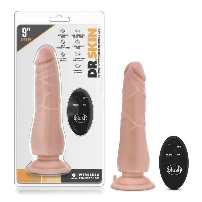 Blush Novelties Dr. Skin - 9 Inch 10 Function Wireless Remote Dildo - Beige | Dildos