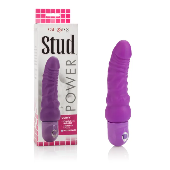 CalExotics Dildos Waterproof Power Stud Curvy Dong Purple