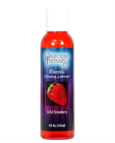 California Fantasies Lubricants Razzels Warming Lubricant Sinful Strawberry 4 Oz Bottle