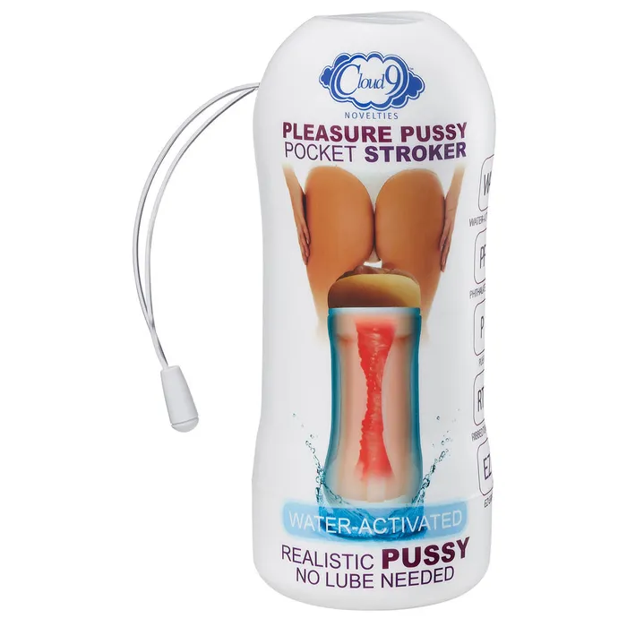 Cloud 9 Novelties Pleasure Pussy Pocket Stroker Water Activated -  Tan | Male Sex Toys