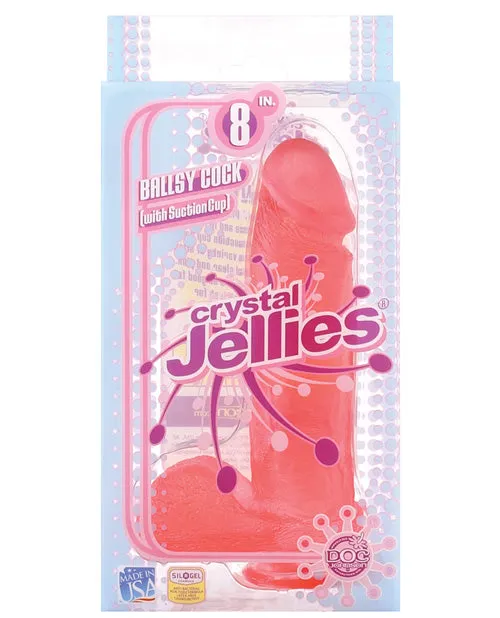 Crystal Jellies Realistic 8 In Cock W Balls Pink Doc Johnson Novelties Dildos