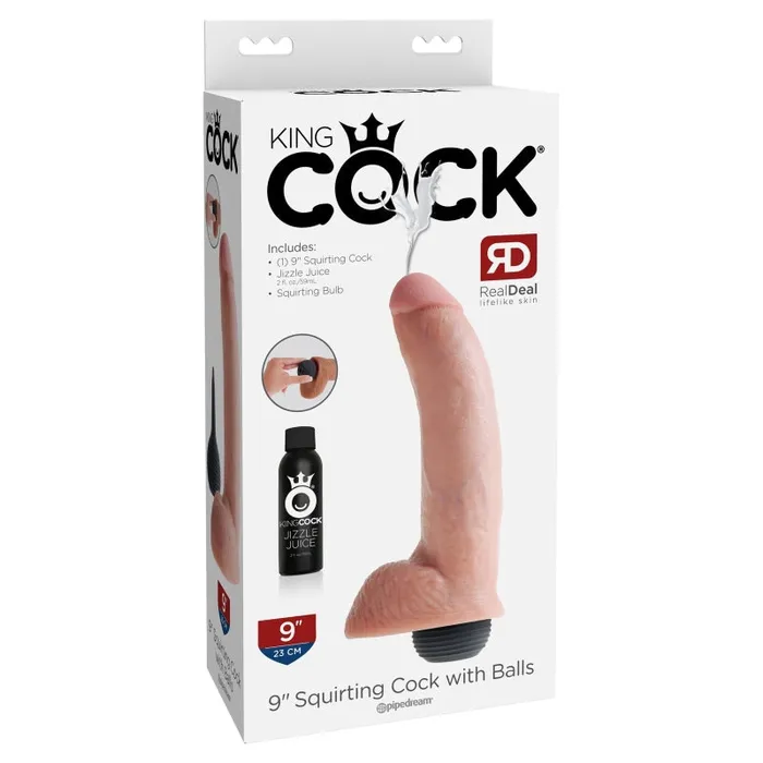 Dildos | Pipedream King Cock 9 Inch Squirting Cock With Balls - Flesh