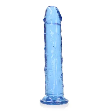 Dildos Shots America RealRock Crystal Clear Straight 9 in Dildo Without Balls Blue