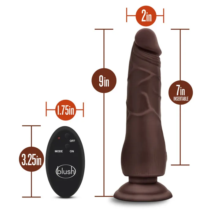 Dr Skin 9 Inch 10 Function Wireless Remote Dildo Chocolate Blush Novelties Dildos