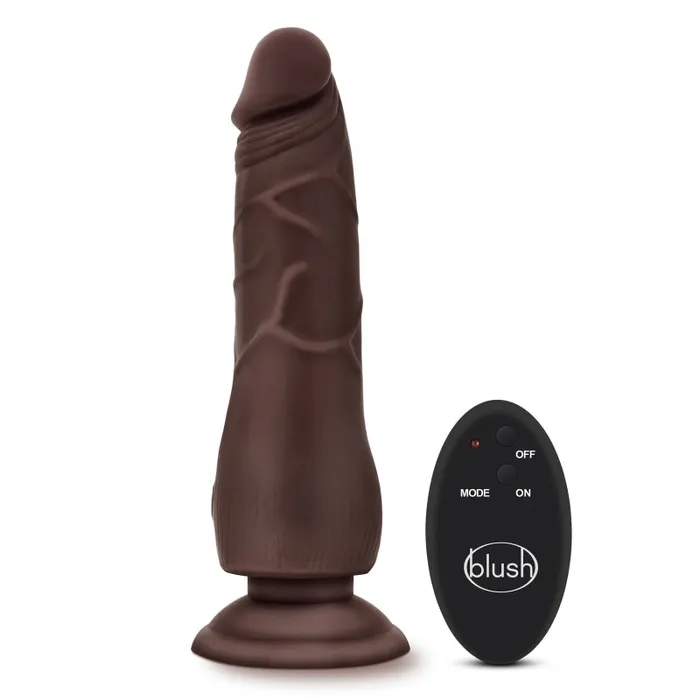 Dr. Skin - 9 Inch 10 Function Wireless Remote Dildo - Chocolate | Blush Novelties Dildos