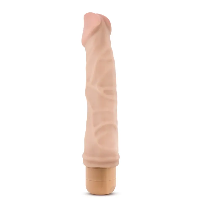 Eden Female Sex Toys Eden 85 Long Beige Ridged Realistic 1 Mode Vibrating Dildo