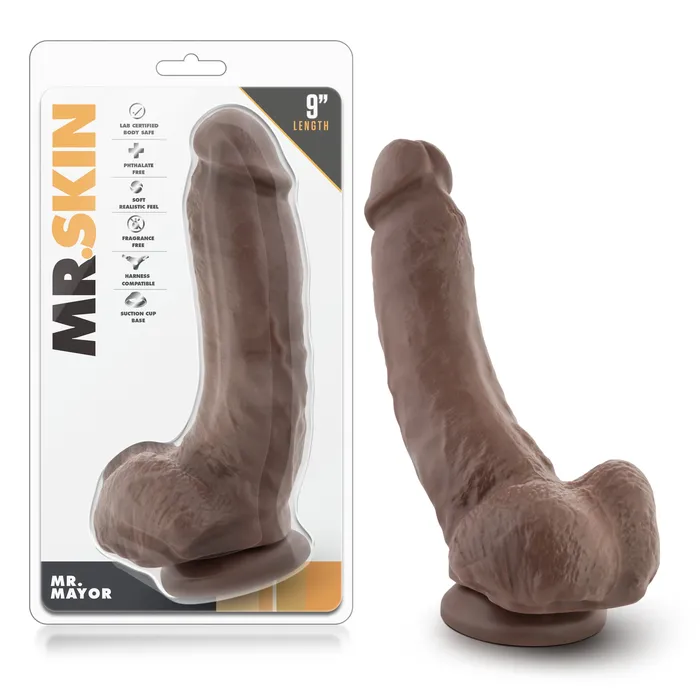 Female Sex Toys Blush Dr Skin Mr Mayor 9 Inch Dildo With Suction Cup Chocolate