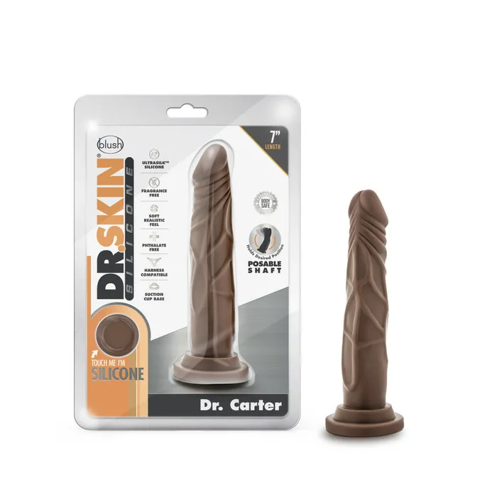 Female Sex Toys Blush Novelties Dr Skin Silicone Dr Carter 7 In Chocolate