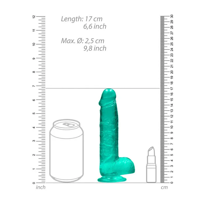 Female Sex Toys | Shots Toys RealRock 6'' Realistic Dildo With Balls - Turquoise 15.2 cm Dong