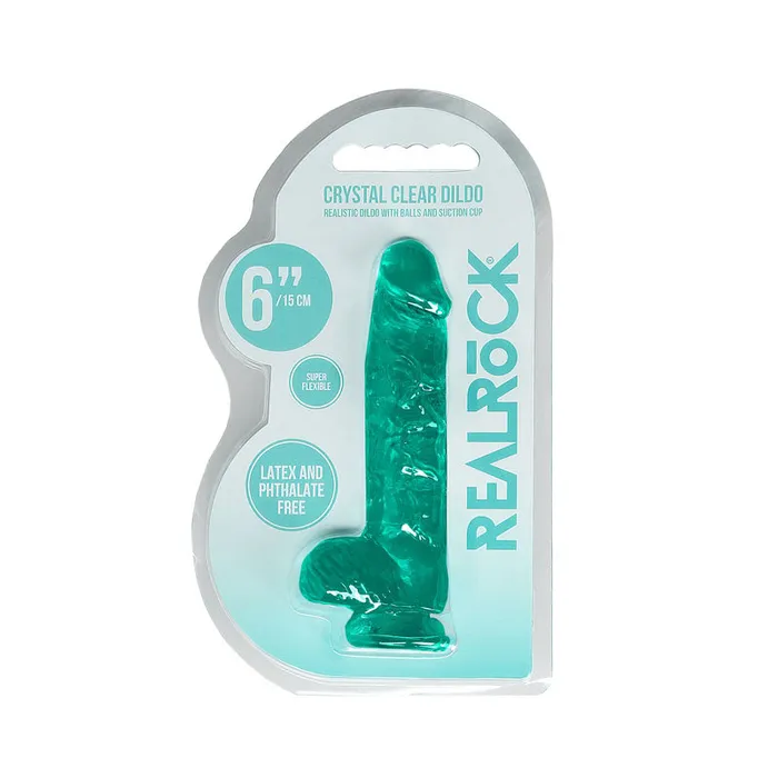 Female Sex Toys | Shots Toys RealRock 6'' Realistic Dildo With Balls - Turquoise 15.2 cm Dong