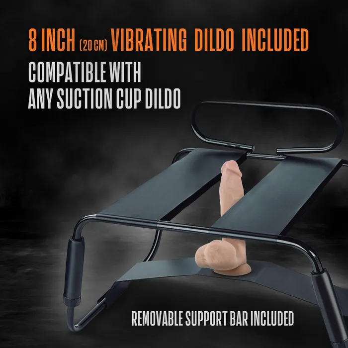 Female Sex Toys | Temptasia Surrender Sex Chair - Black Sex Stool With Vibrating Dildo - Blush Novelties