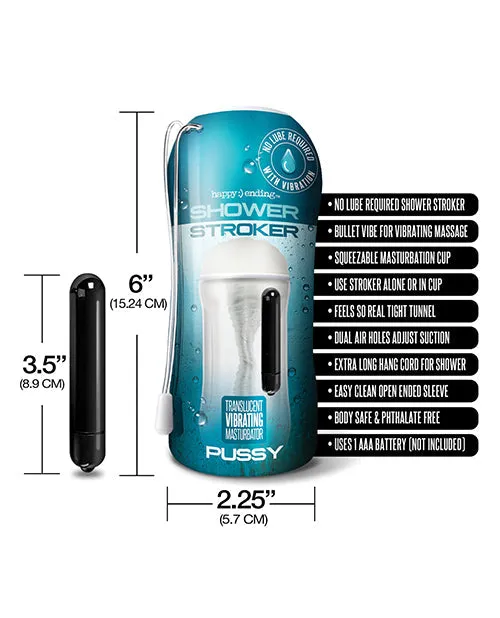 Global Novelties Male Sex Toys | Shower Stroker Vibrating Pussy - Clear