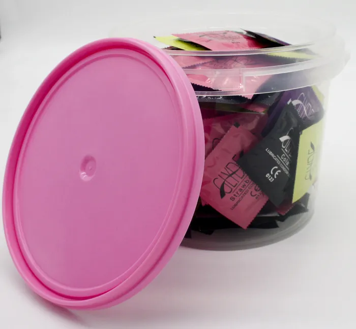 Glyde Assorted Flavoured Condoms Bulk 100 Condoms In a Bucket | Glyde Female Sex Toys