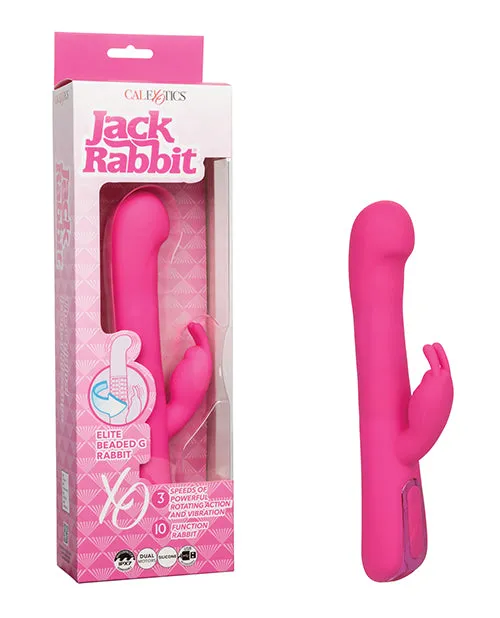 Jack Rabbit Vibrator Elite Beaded G Rabbit Vibrator Pink CalExotics Female Sex Toys