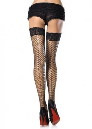 Leg Avenue Teddies And Bodies Stay Up Lace Top Thigh Highs With Backseam One Size Black