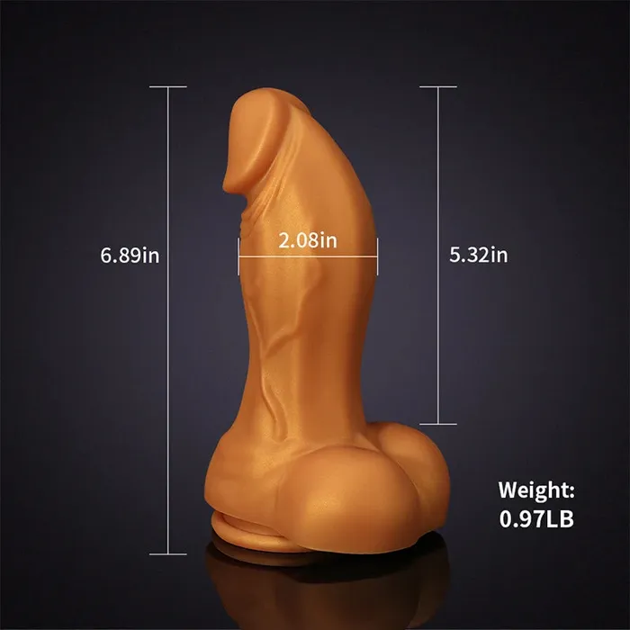 Lovetoyshub Female Sex Toys | 6.8-9.05Inch Ultra Lifelike Gold Liquid Silicone Big Suction Cup Dildo