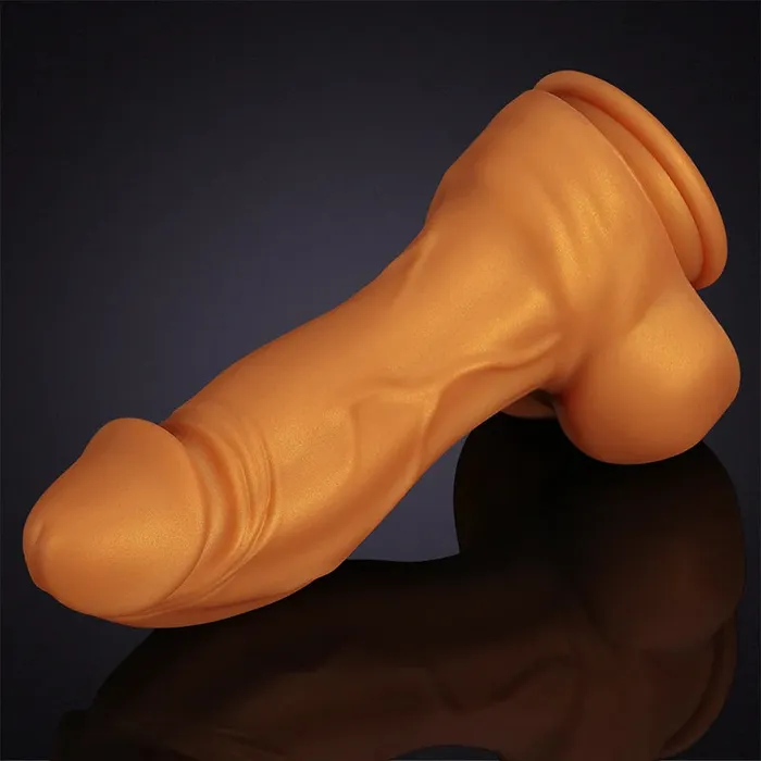 Lovetoyshub Female Sex Toys | 6.8-9.05Inch Ultra Lifelike Gold Liquid Silicone Big Suction Cup Dildo