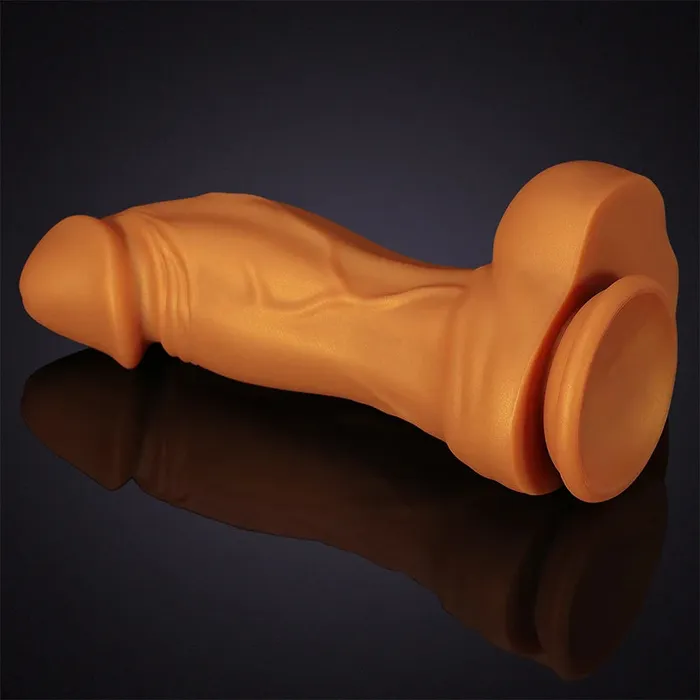 Lovetoyshub Female Sex Toys | 6.8-9.05Inch Ultra Lifelike Gold Liquid Silicone Big Suction Cup Dildo