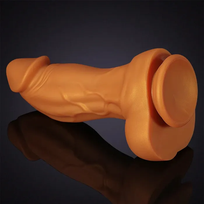 Lovetoyshub Female Sex Toys | 6.8-9.05Inch Ultra Lifelike Gold Liquid Silicone Big Suction Cup Dildo