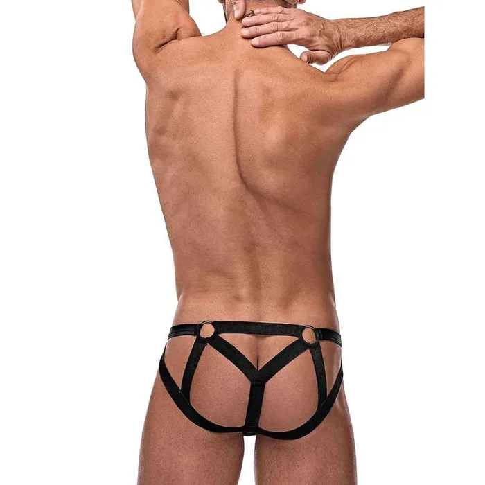 Male Power Male Sex Toys | Cage Matte Strappy Ring Jock - L/ XL - Black