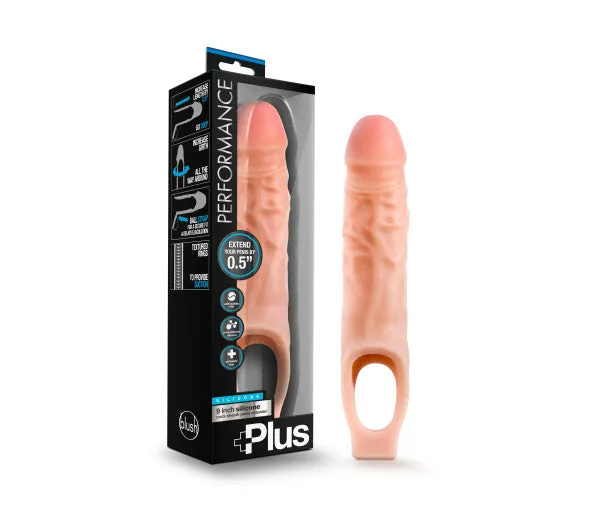 Male Sex Toys | Blush Performance Plus - 9 Inch Silicone Cock Sheath  Penis Extender - Vanilla