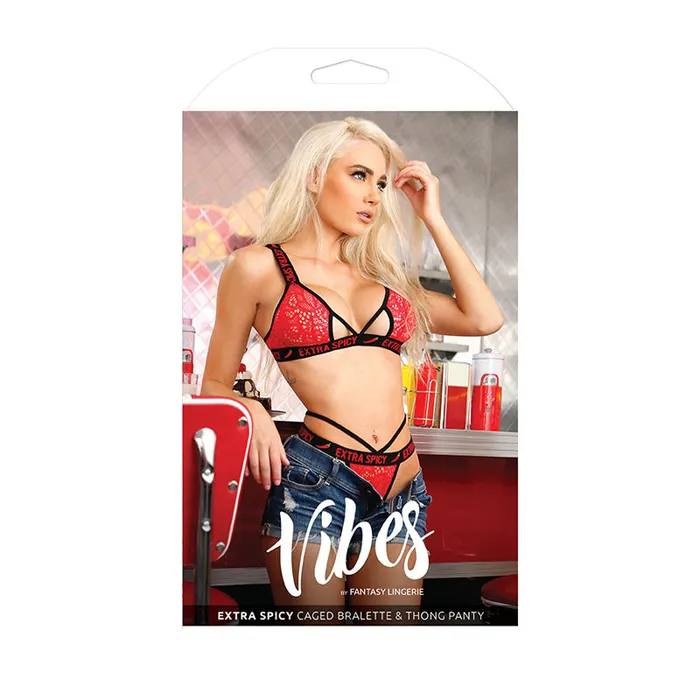 Male Sex Toys | Fantasy Lingerie Vibes Extra Spicy Caged Bralette & Thong-(af925-sm-b)