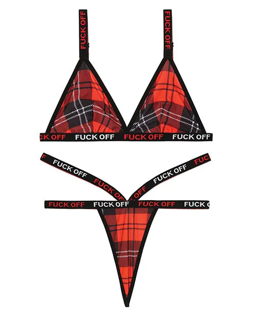 Male Sex Toys | Fantasy Lingerie Vibes Fuck Off Bralette & Thong Set Large/xl