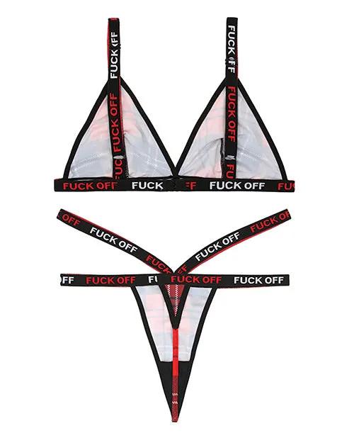 Male Sex Toys | Fantasy Lingerie Vibes Fuck Off Bralette & Thong Set Large/xl