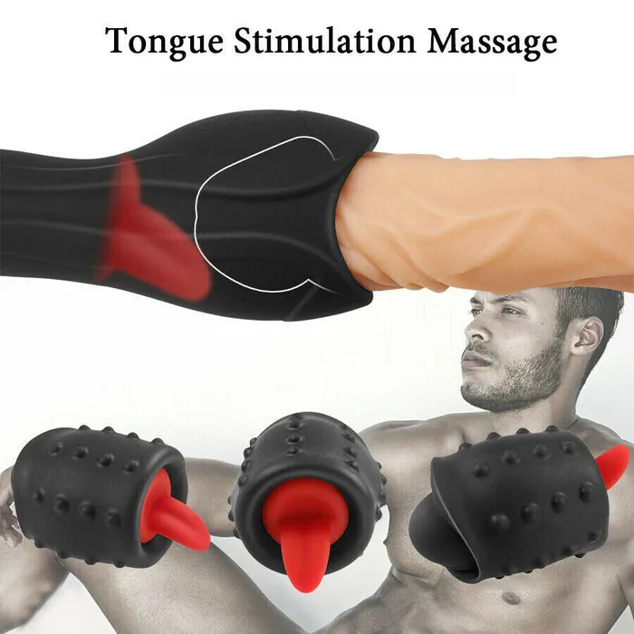 Male Sex Toys | Lusty Age 6 Modes Tongue Licking Glans Massager Men Masturbator