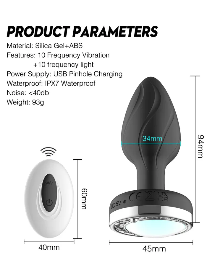 Male Sex Toys | Shenzhen Kovida Medical Products Co., Ltd. Wireless Remote Control LED Anal Plug