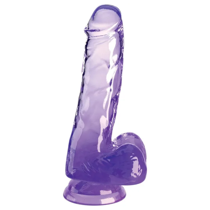 Pipedream King Cock Clear 6 Inch With Balls Purple Dildos