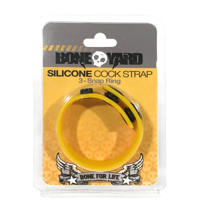 Rascal Boneyard Boneyard Silicone Cock Strap 3 Snap Ring Yellow Male Sex Toys