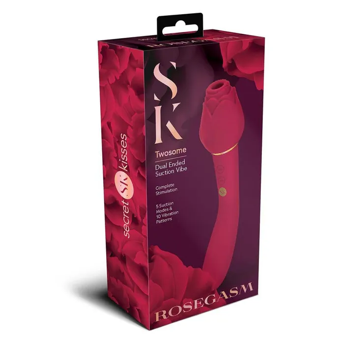 Secret Kisses Vibrators | Secret Kisses ROSEGASM TWOSOME - Rose Red 20.3 cm Air Pulsation Stimulator & Vibrator