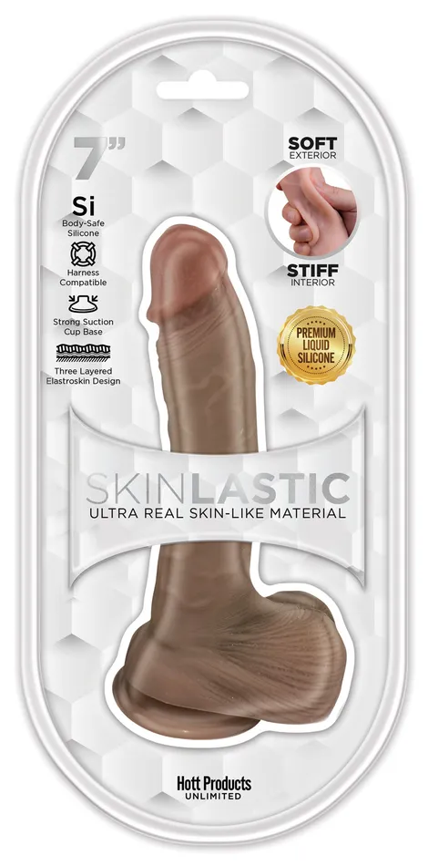 Skinsations Skinlastic Sliding Skin 7in Dildo W Suction Base HOTT Products Dildos