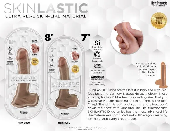 Skinsations Skinlastic Sliding Skin 7in Dildo W/ Suction Base | HOTT Products Dildos