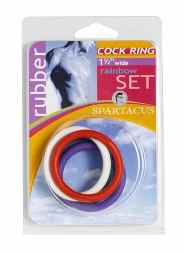 Spartacus Rubber CRing Set 15 Rainbow Male Sex Toys