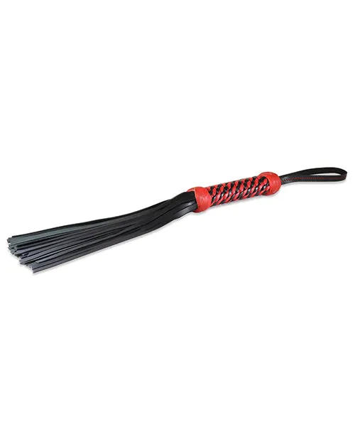 Sultra Leather Sultra 16 Lambskin Twisted Grip Flogger Black Wred Woven Handle Anal