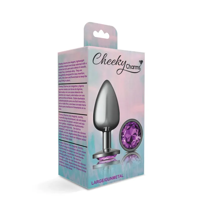 Viben Anal | Cheeky Charms - Gunmetal Metal Butt Plug - Round - Deep Purple - Large