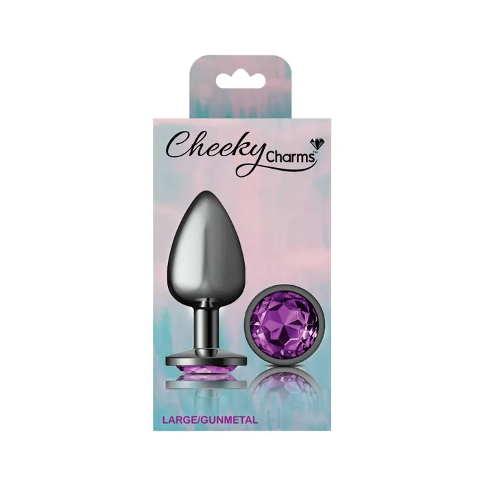 Viben Anal | Cheeky Charms - Gunmetal Metal Butt Plug - Round - Deep Purple - Large