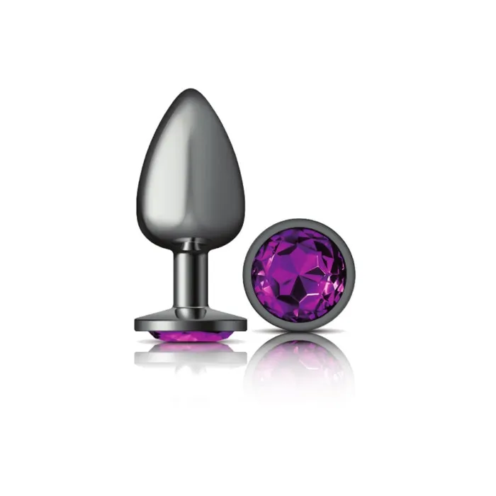 Viben Anal | Cheeky Charms - Gunmetal Metal Butt Plug - Round - Deep Purple - Large