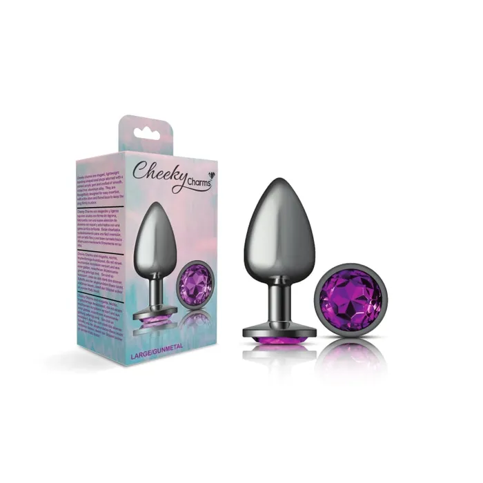 Viben Anal | Cheeky Charms - Gunmetal Metal Butt Plug - Round - Deep Purple - Large